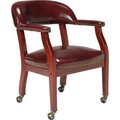 Boss Office Products Boss Conference Chair with Arms and Casters - Vinyl - Burgundy B9545-BY